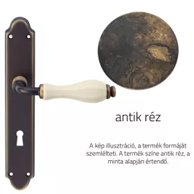   Linea Cali Erica antik réz / elefántcsont színű porcelán kilincsgarnitúra Pajzsos 1296 PL AN