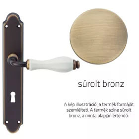   Linea Cali Erica súrolt bronz / fehér porcelán kilincsgarnitúra Pajzsos 1295 PL OG