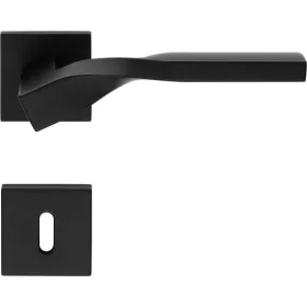   Linea Cali Twist Zincral matt fekete lapos négyzetrozettás kilincsgarnitúra 489 RB 024 VE