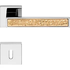   Linea Cali Zen Fusion fényes króm - szatén arany négyzetrozettás kilincsgarnitúra 1585 RB 019 CZ