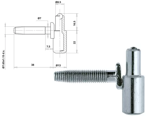 Otlav Scharnier 2-teilig drehbar 050/13 BOY silber