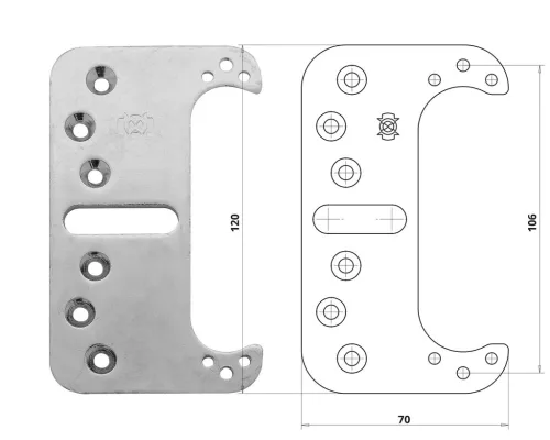 Otlav-Scharnier, verstecktes 3D-Befestigungselement 23 x 120 mm.