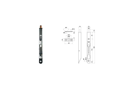 Otlav Slide Lock Security 160mm silber gebogen