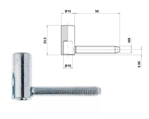 Otlav Scharnier Static M8x50 GIRL verzinkt 15mm