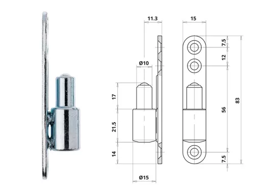 Otlav Scharnier Statische Platte FOY verzinkt 15mm