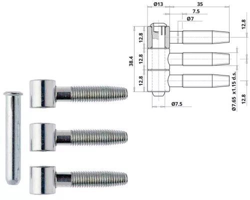 Otlav Scharnier 3 Teile 13mm Silber
