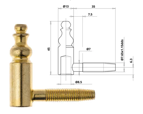 Otlav Scharnier 2-teilig dekorativ 13mm GIRL Kupfer