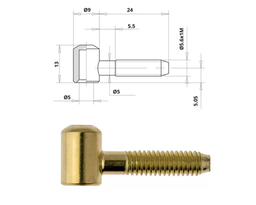Otlav Scharnier 2 Teile Plain 9mm GIRL Kupfer