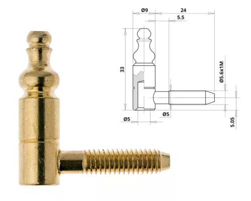Otlav Scharnier 2-teilig dekorativ 9mm GIRL Kupfer