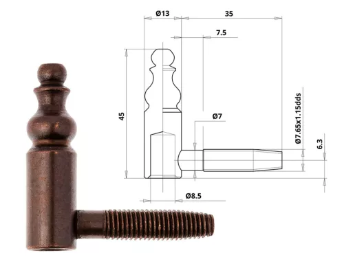 Otlav Scharnier 2 Teile Dekorativ 13mm MÄDCHEN Bronze