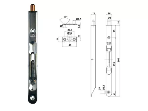 Otlav Slide Lock Security 300mm silber gebogen