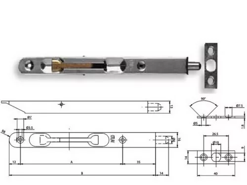 Otlav Slide Lock Security 400mm silber gebogen