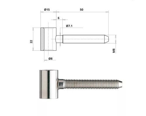 Otlav Scharnier 3-teilig Beutel 335 Unter-Ober Nickel