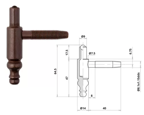 Otlav Scharnier 2 Teile Dekorativ 14mm BOY Bronze