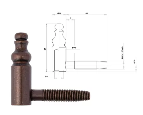 Otlav Scharnier 2 Teile Dekorativ 14mm MÄDCHEN Bronze