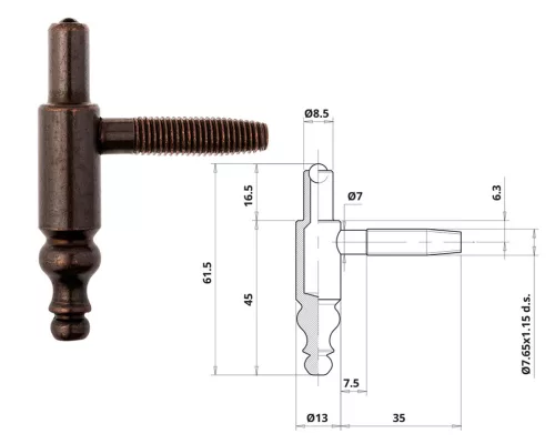 Otlav Scharnier 2 Teile Dekorativ 13mm BOY Bronze