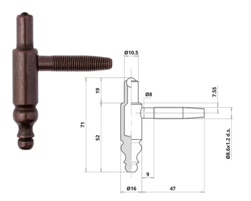 Otlav Scharnier 2 Teile Dekorativ 16mm BOY Bronze