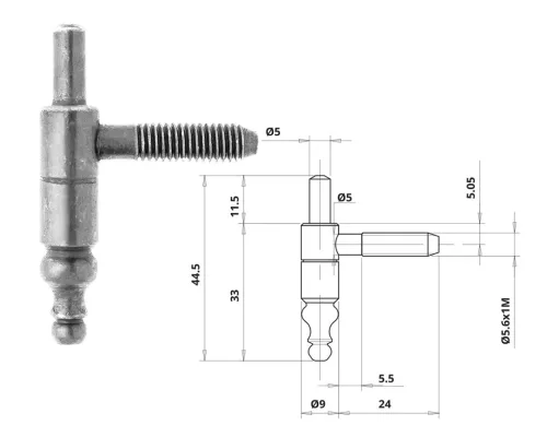 Otlav Scharnier 2-teilig dekorativ 9mm BOY Nickel