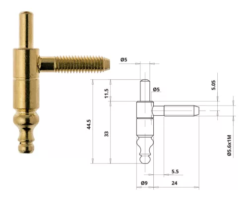 Otlav Scharnier 2-teilig dekorativ 9mm BOY Kupfer