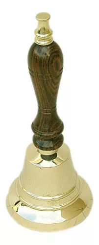 Kézicsengő sárgaréz fa nyéllel 12,5 cm x 5 cm