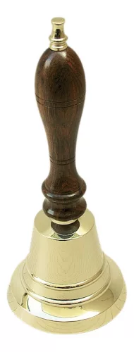 Kézicsengő sárgaréz fa nyéllel 18 cm x 7,5 cm