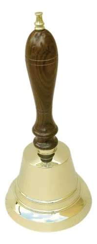 Kézicsengő sárgaréz fa nyéllel 22 cm x 10 cm