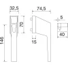 Tűzgátló ablakkilincs 34 3495 009 - PZ előkész. stift 7 x 34 mm ezüst elox.
