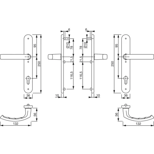 HOPPE LIEGE biztonsági kilincsgarnitúra PZ92 67-72 mm barna