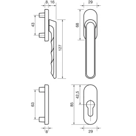   HOPPE LIEGEkívül  erkélyajtófogantyú-félgarnitúra  fekete