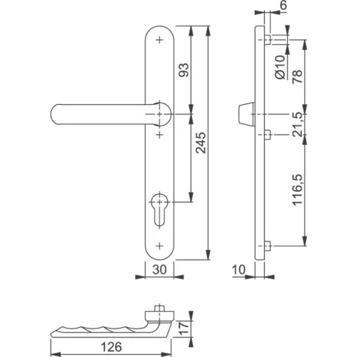 HOPPE LUXEMBOURG kilincs félgarnitúra PZ92 92-102 mm ezüst
