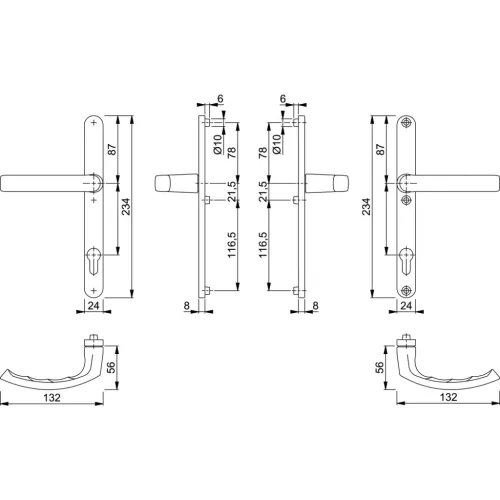 HOPPE LIEGE biztonsági kilincsgarnitúra PZ92 67-72 mm fekete
