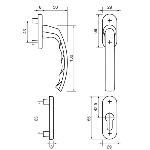HOPPE LIEGE külső erkélyajtó-félgarnitúra  bronz