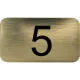 számtábla öntapadó 35x20 mm Nr. 5 műanyag fémes arany hatású