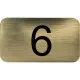 számtábla öntapadó 35x20 mm Nr. 6 műanyag fémes arany hatású