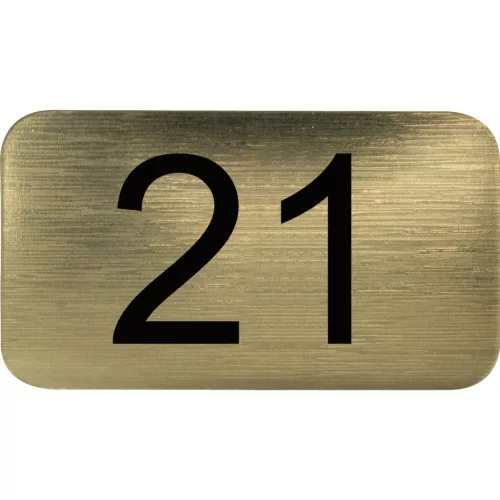 számtábla öntapadó 35x20 mm Nr. 21 műanyag fémes arany hatású