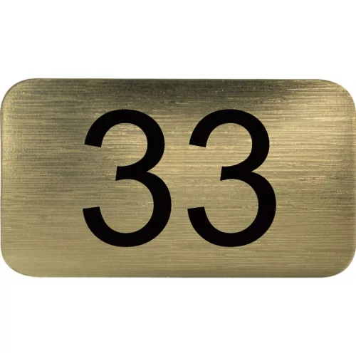 számtábla öntapadó 35x20 mm Nr. 33 műanyag fémes arany hatású