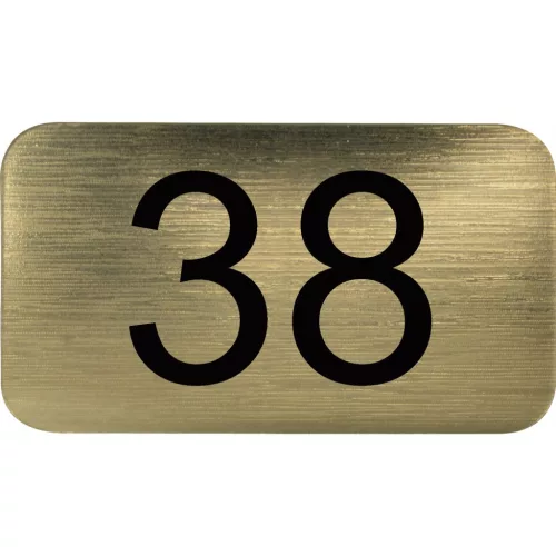számtábla öntapadó 35x20 mm Nr. 38 műanyag fémes arany hatású