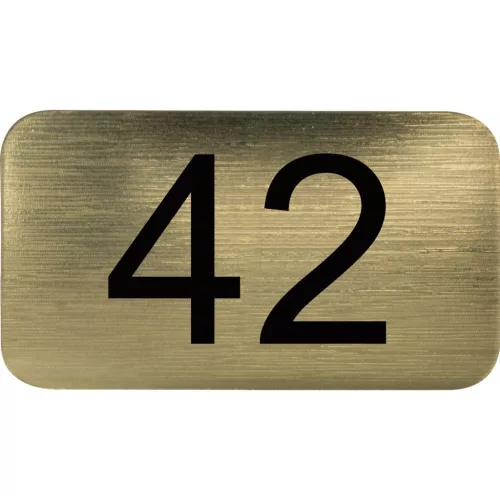 számtábla öntapadó 35x20 mm Nr. 42 műanyag fémes arany hatású