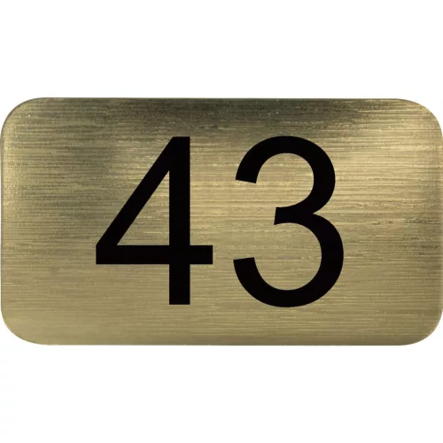 számtábla öntapadó 35x20 mm Nr. 43 műanyag fémes arany hatású