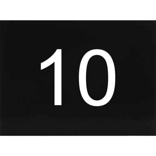 számtábla öntapadó 40x30 mm Nr. 10 műanyag fényes fekete