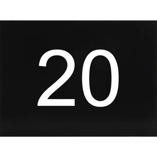 számtábla öntapadó 40x30 mm Nr. 20 műanyag fényes fekete