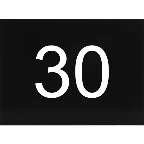 számtábla öntapadó 40x30 mm Nr. 30 műanyag fényes fekete