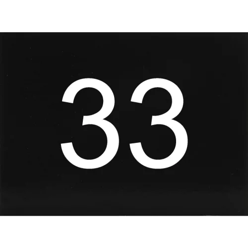 számtábla öntapadó 40x30 mm Nr. 33 műanyag fényes fekete