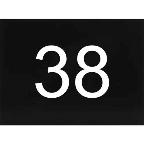 számtábla öntapadó 40x30 mm Nr. 38 műanyag fényes fekete