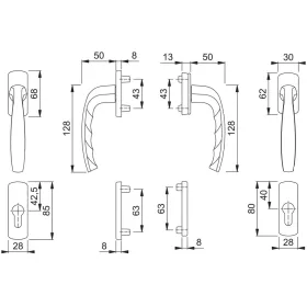   HOPPE NEW YORK  erkélyajtó-kilincsgarnitúra 83-93 mm acél eloxált