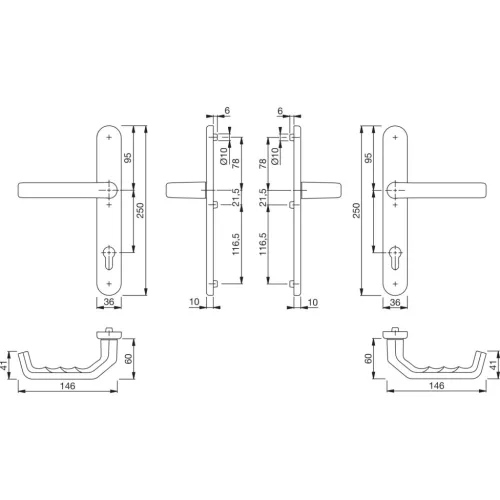 HOPPE LIVERPOOL biztonsági kilincsgarnitúra PZ92 77-82 mm fekete