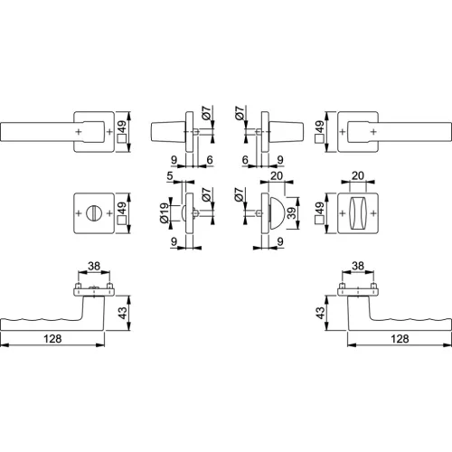 HOPPE TOULON rozettás kilincsgarnitúra 37-42 mm ezüst eloxált WC