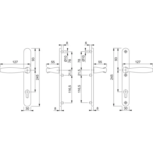 HOPPE NEW YORK biztonsági kilincsgarnitúra PZ92 67-72 mm bronz