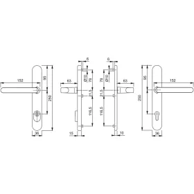   HOPPE LUXEMBOURG biztonsági kilincsgarnitúra PZ92 67-72 mm acél