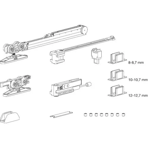 TERNO Vetro 40 vasalatszett Fluid 70/Basic Komfort üveg 80 kg futósín nélkül
